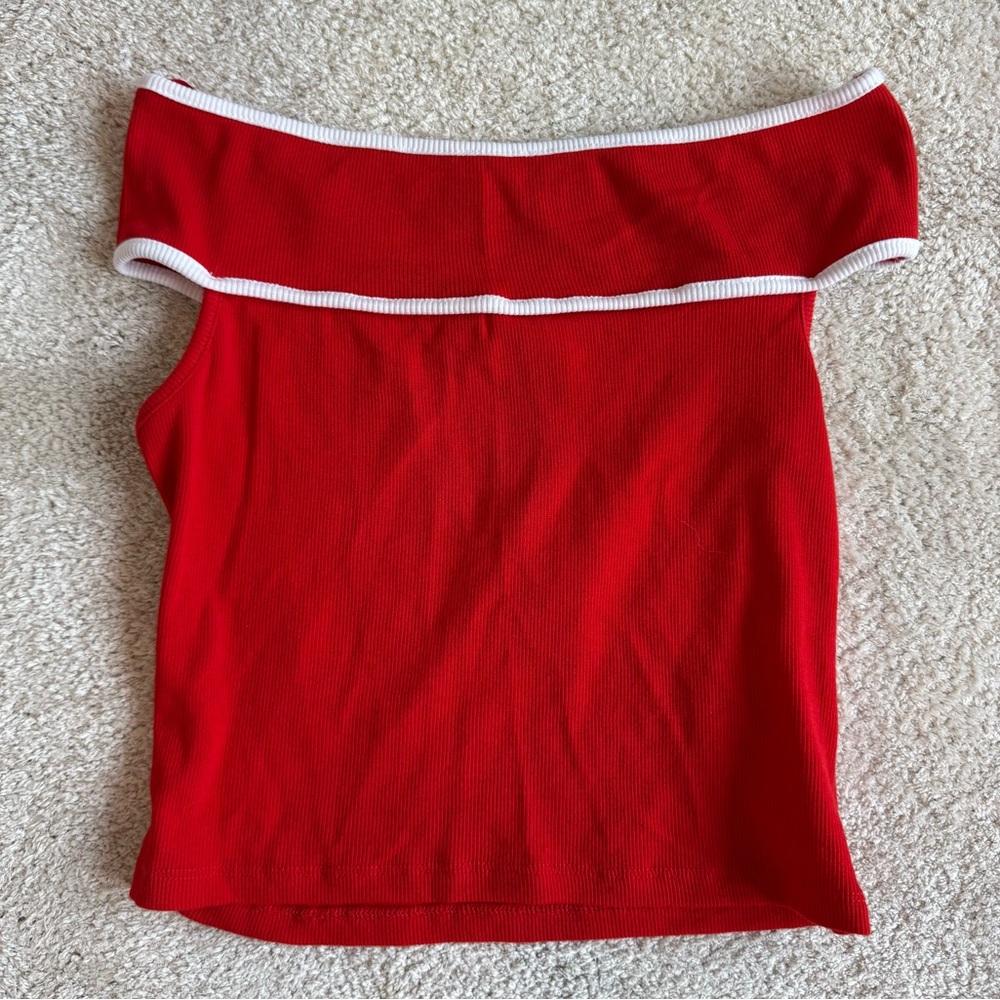 Zara Vibrant Red Top with White Trim